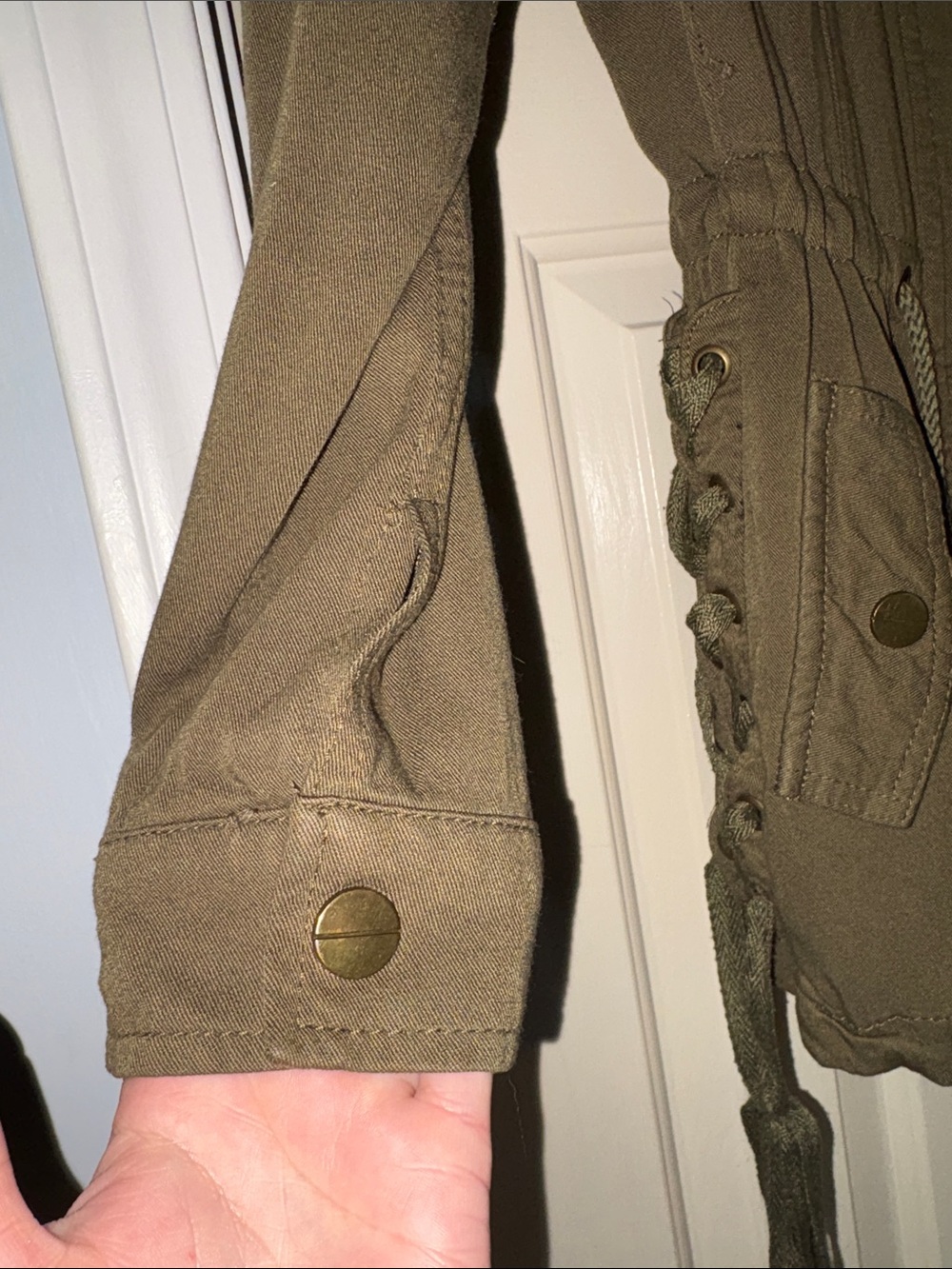 Olive Utility Drawstring Jacket - Picture 6 of 9